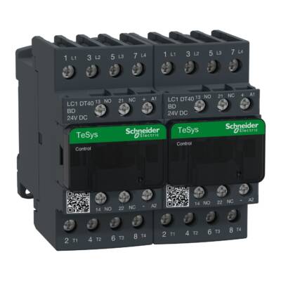 TeSys D changeover contactor - 4P(4 NO) - AC-1 - <= 440 V 40 A - 24 V DC coil - Schneider Electric - LC2DT40BD