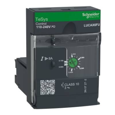 Standard control unit, TeSys U, 0.15-0.6A, 3P motors, thermal magnetic protection, class 10, coil 110-240V AC/DC - Schneider Electric - LUCAX6FU