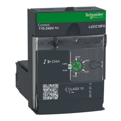 Advanced control unit, TeSys U, 4.5-18A, 1P motors, protection & diagnostic, class 10, coil 110-240V AC/DC - Schneider Electric - LUCC18FU