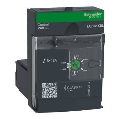 Advanced control unit, TeSys U, 0.35-1.4A, 1P motors, protection & diagnostic, class 10, coil 24V DC - Schneider Electric - LUCC1XBL