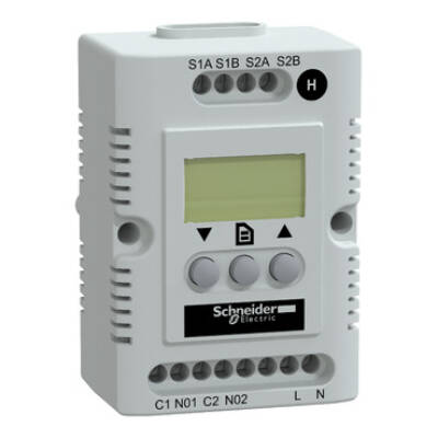 Climasys CC - electronic hygrostat - 200…240 V - Hr 20…80% - OLED screen - Schneider Electric - NSYCCOHY230VID