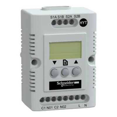 Climasys CC - electronic hygrotherm - 200…240 V - temp -40…80°C - Hr 20…80% - Schneider Electric - NSYCCOHYT230VID