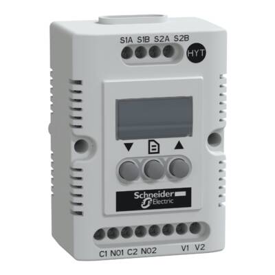 Climasys CC - electronic hygrotherm - 9 -30V - temp -40…80°C - Hr 20…80% - Schneider Electric - NSYCCOHYT30VID