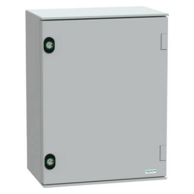 wall-mounting encl. polyester monobloc IP66 H430xW330xD200mm+bakelite mount.pl. - Schneider Electric - NSYPLM43BG