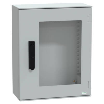 wall-mounting encl. polyester monobloc IP66 530x430x200mm 3p.lock glazed door - Schneider Electric - NSYPLM54TVG