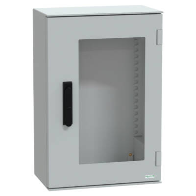 wall-mounting encl. polyester monobloc IP66 647x436x250mm 3p.lock glazed door - Schneider Electric - NSYPLM64TVG