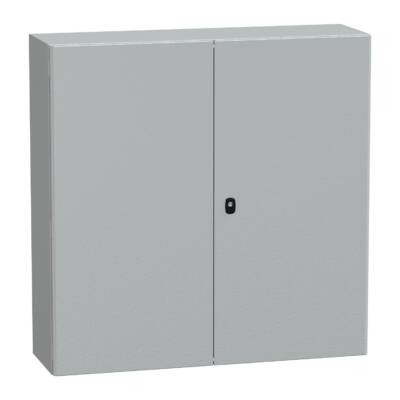 "Wall mounted steel enclosure, PanelSeT S3D, double plain door, with mounting plate, 1000x1000x300mm, IP55, IK10" - Schneider Electric - NSYS3D101030DP
