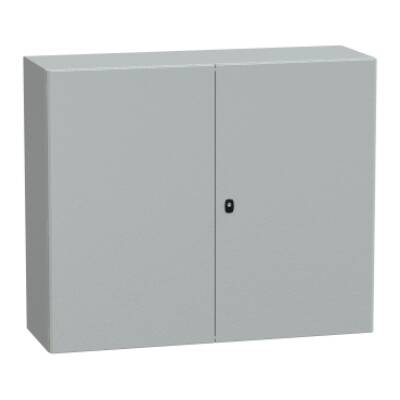 "Wall mounted steel enclosure, PanelSeT S3D, double plain door, without mounting plate, 1000x1200x400mm, IP55, IK10" - Schneider Electric - NSYS3D101240D