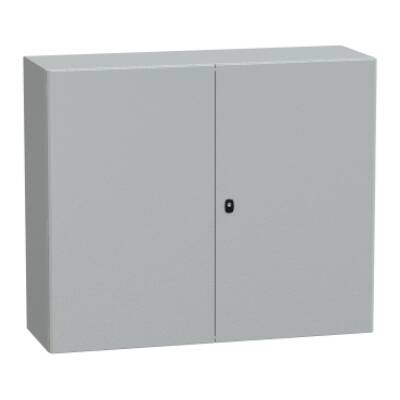 "Wall mounted steel enclosure, PanelSeT S3D, double plain door, with mounting plate, 1000x1200x400mm, IP55, IK10" - Schneider Electric - NSYS3D101240DP