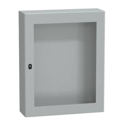 "Wall mounted steel enclosure, PanelSeT S3D, transparent door, without mounting plate, 1000x800x250mm, IP66, IK08" - Schneider Electric - NSYS3D10825T