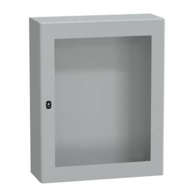 "Wall mounted steel enclosure, PanelSeT S3D, transparent door, without mounting plate, 1000x800x300mm, IP66, IK08" - Schneider Electric - NSYS3D10830T