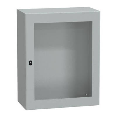 "Wall mounted steel enclosure, PanelSeT S3D, transparent door, without mounting plate, 1000x800x400mm, IP66, IK08" - Schneider Electric - NSYS3D10840T