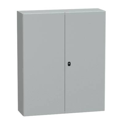 "Wall mounted steel enclosure, PanelSeT S3D, double plain door, without mounting plate, 1200x1000x300mm, IP55, IK10" - Schneider Electric - NSYS3D121030D
