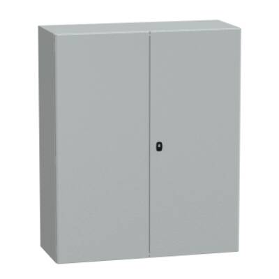 "Wall mounted steel enclosure, PanelSeT S3D, double plain door, with mounting plate, 1200x1000x400mm, IP55, IK10" - Schneider Electric - NSYS3D121040DP