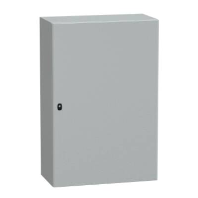 "Wall mounted steel enclosure, PanelSeT S3D, plain door, with mounting plate, 1200x800x400mm, IP66, IK10" - Schneider Electric - NSYS3D12840P