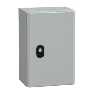 "Wall mounted steel enclosure, PanelSeT S3D, plain door, without mounting plate, 300x200x150mm, IP66, IK10" - Schneider Electric - NSYS3D3215