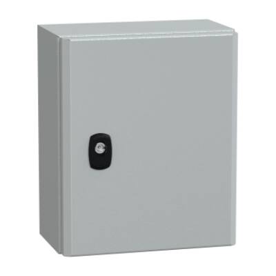 "Wall mounted steel enclosure, PanelSeT S3D, plain door, without mounting plate, 300x250x150mm, IP66, IK10" - Schneider Electric - NSYS3D32515