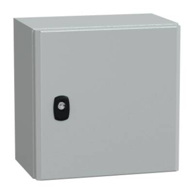 "Wall mounted steel enclosure, PanelSeT S3D, plain door, with mounting plate, 300x300x200mm, IP66, IK10" - Schneider Electric - NSYS3D3320P