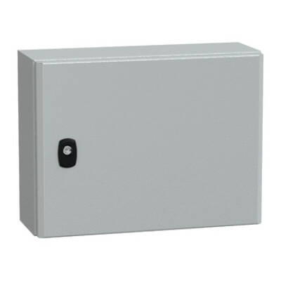 "Wall mounted steel enclosure, PanelSeT S3D, plain door, with mounting plate, 300x400x150mm, IP66, IK10" - Schneider Electric - NSYS3D3415P