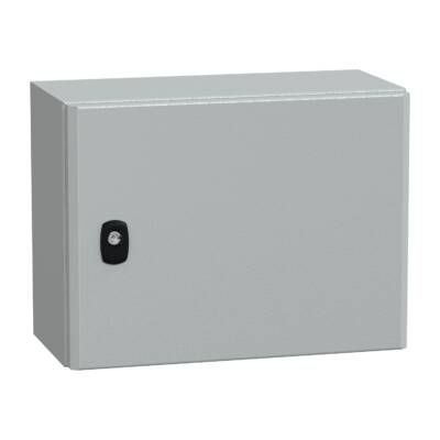 "Wall mounted steel enclosure, PanelSeT S3D, plain door, without mounting plate, 300x400x200mm, IP66, IK10" - Schneider Electric - NSYS3D3420