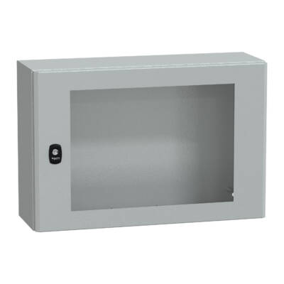 "Wall mounted steel enclosure, PanelSeT S3D, transparent door, without mounting plate, 400x600x200mm, IP66, IK08" - Schneider Electric - NSYS3D4620T