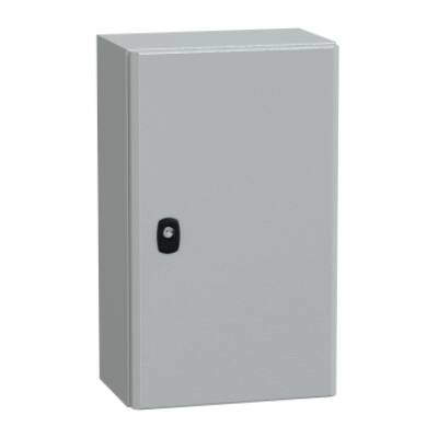 "Wall mounted steel enclosure, PanelSeT S3D, plain door, without mounting plate, 500x300x200mm, IP66, IK10" - Schneider Electric - NSYS3D5320