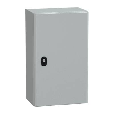 "Wall mounted steel enclosure, PanelSeT S3D, plain door, with mounting plate, 500x300x200mm, IP66, IK10" - Schneider Electric - NSYS3D5320P