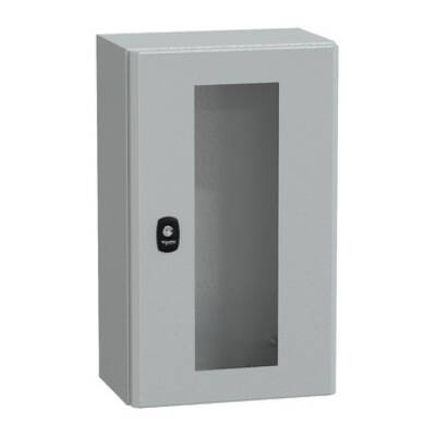 "Wall mounted steel enclosure, PanelSeT S3D, transparent door, without mounting plate, 500x300x200mm, IP66, IK08" - Schneider Electric - NSYS3D5320T