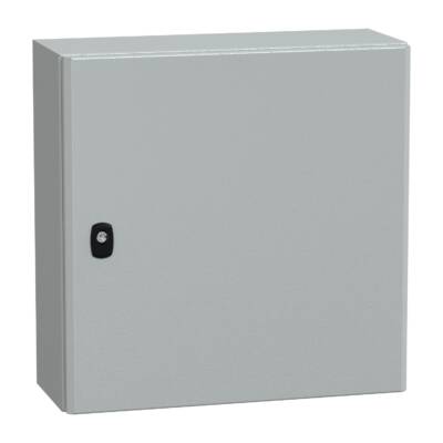 "Wall mounted steel enclosure, PanelSeT S3D, plain door, with mounting plate, 500x500x200mm, IP66, IK10" - Schneider Electric - NSYS3D5520P