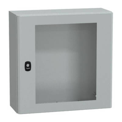 "Wall mounted steel enclosure, PanelSeT S3D, transparent door, without mounting plate, 500x500x200mm, IP66, IK08" - Schneider Electric - NSYS3D5520T