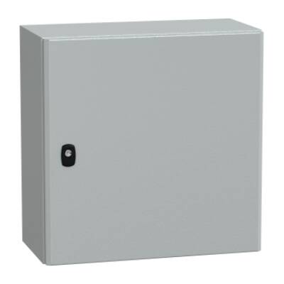 "Wall mounted steel enclosure, PanelSeT S3D, plain door, with mounting plate, 500x500x250mm, IP66, IK10" - Schneider Electric - NSYS3D5525P