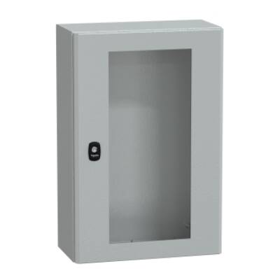 "Wall mounted steel enclosure, PanelSeT S3D, transparent door, without mounting plate, 600x400x200mm, IP66, IK08" - Schneider Electric - NSYS3D6420T