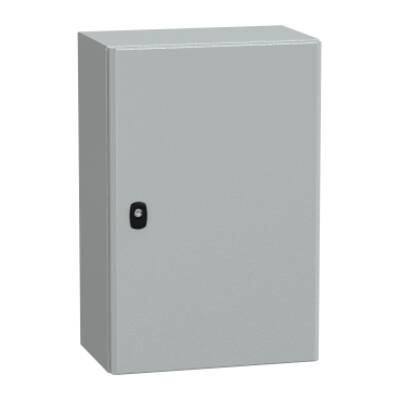 "Wall mounted steel enclosure, PanelSeT S3D, plain door, with mounting plate, 600x400x250mm, IP66, IK10" - Schneider Electric - NSYS3D6425P