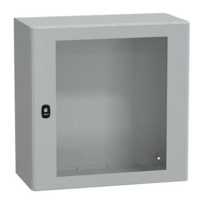 "Wall mounted steel enclosure, PanelSeT S3D, transparent door, without mounting plate, 600x600x300mm, IP66, IK08" - Schneider Electric - NSYS3D6630T
