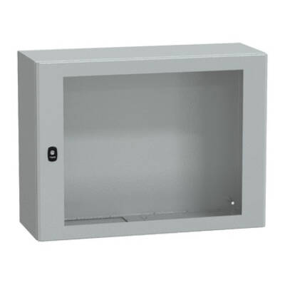 "Wall mounted steel enclosure, PanelSeT S3D, transparent door, without mounting plate, 600x800x300mm, IP66, IK08" - Schneider Electric - NSYS3D6830T
