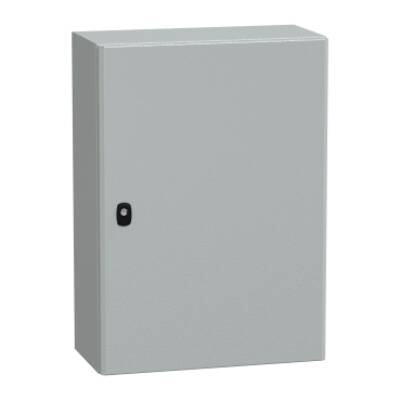 "Wall mounted steel enclosure, PanelSeT S3D, plain door, with mounting plate, 700x500x250mm, IP66, IK10" - Schneider Electric - NSYS3D7525P