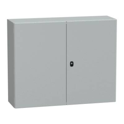 "Wall mounted steel enclosure, PanelSeT S3D, double plain door, without mounting plate, 800x1000x300mm, IP55, IK10" - Schneider Electric - NSYS3D81030D