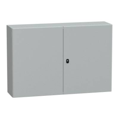 "Wall mounted steel enclosure, PanelSeT S3D, double plain door, without mounting plate, 800x1200x300mm, IP55, IK10" - Schneider Electric - NSYS3D81230D