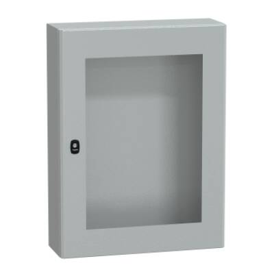 "Wall mounted steel enclosure, PanelSeT S3D, transparent door, without mounting plate, 800x600x200mm, IP66, IK08" - Schneider Electric - NSYS3D8620T