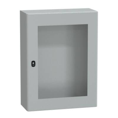 "Wall mounted steel enclosure, PanelSeT S3D, transparent door, without mounting plate, 800x600x250mm, IP66, IK08" - Schneider Electric - NSYS3D8625T