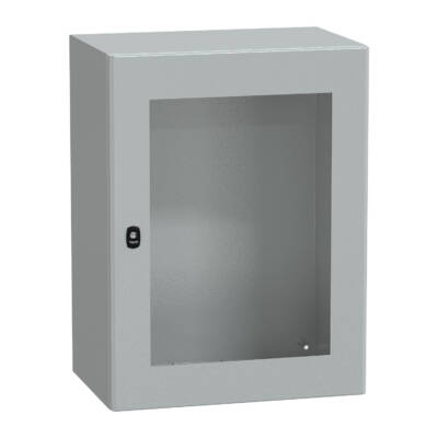 "Wall mounted steel enclosure, PanelSeT S3D, transparent door, without mounting plate, 800x600x400mm, IP66, IK08" - Schneider Electric - NSYS3D8640T