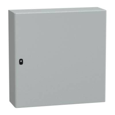 "Wall mounted steel enclosure, PanelSeT S3D, plain door, with mounting plate, 800x800x250mm, IP66, IK10" - Schneider Electric - NSYS3D8825P