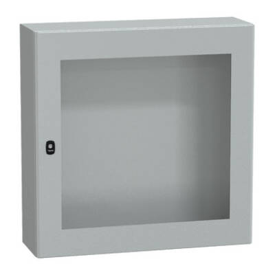 "Wall mounted steel enclosure, PanelSeT S3D, transparent door, without mounting plate, 800x800x250mm, IP66, IK08" - Schneider Electric - NSYS3D8825T