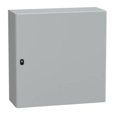 "Wall mounted steel enclosure, PanelSeT S3D, plain door, with mounting plate, 800x800x300mm, IP66, IK10" - Schneider Electric - NSYS3D8830P