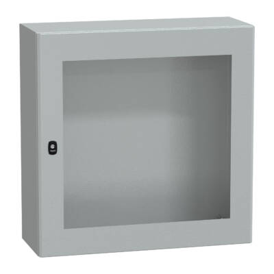 "Wall mounted steel enclosure, PanelSeT S3D, transparent door, without mounting plate, 800x800x300mm, IP66, IK08" - Schneider Electric - NSYS3D8830T