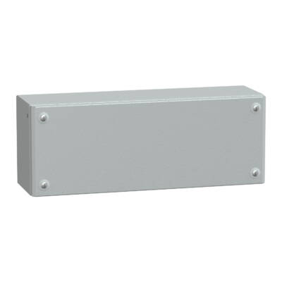 Metal industrial box plain door H150xW400xD120 IP66 IK10 RAL 7035 - Schneider Electric - NSYSBM154012