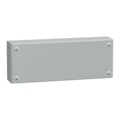 Metal industrial box plain door H150xW400xD80 IP66 IK10 RAL 7035 - Schneider Electric - NSYSBM15408