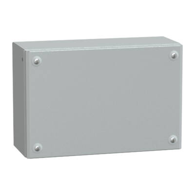 Metal industrial box plain door H200xW300xD120 IP66 IK10 RAL 7035 - Schneider Electric - NSYSBM203012
