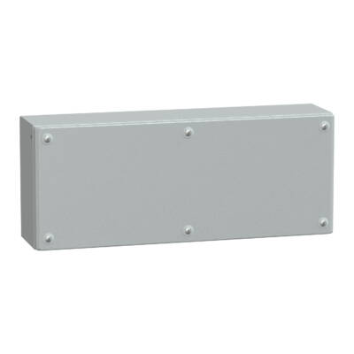 Metal industrial box plain door H200xW500xD120 IP66 IK10 RAL 7035 - Schneider Electric - NSYSBM205012
