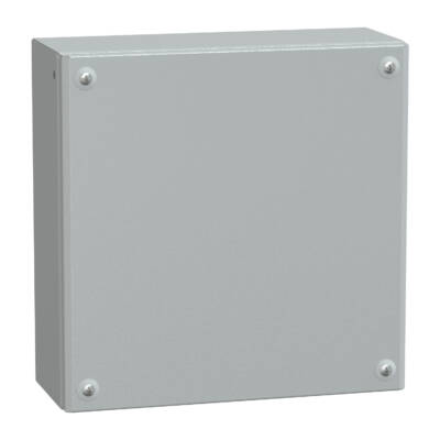 Metal industrial box plain door H300xW300xD120 IP66 IK10 RAL 7035 - Schneider Electric - NSYSBM303012